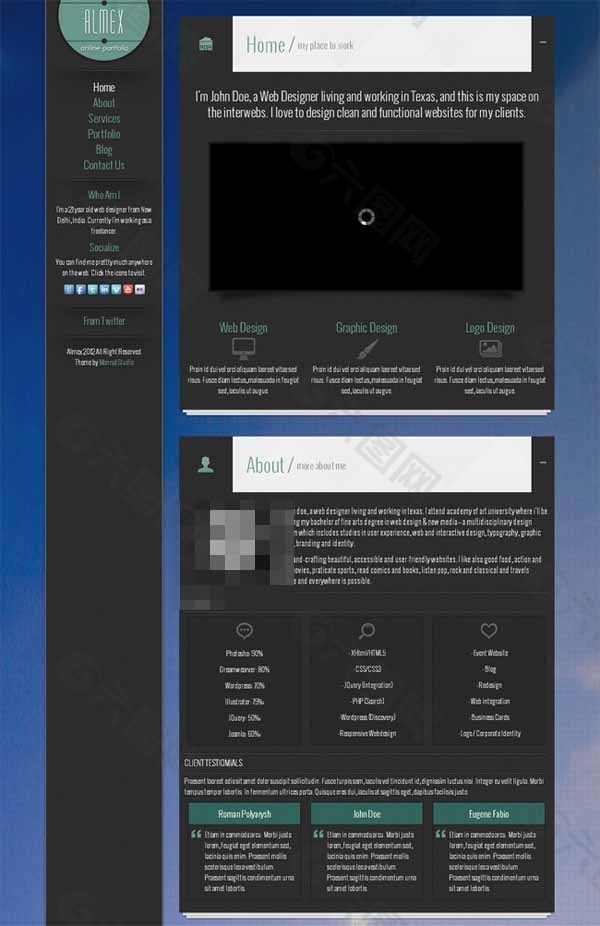 黑色主题个性网站模板设计