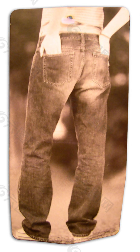 男人 牛仔裤 背影 吊牌 咖啡色 免费素材