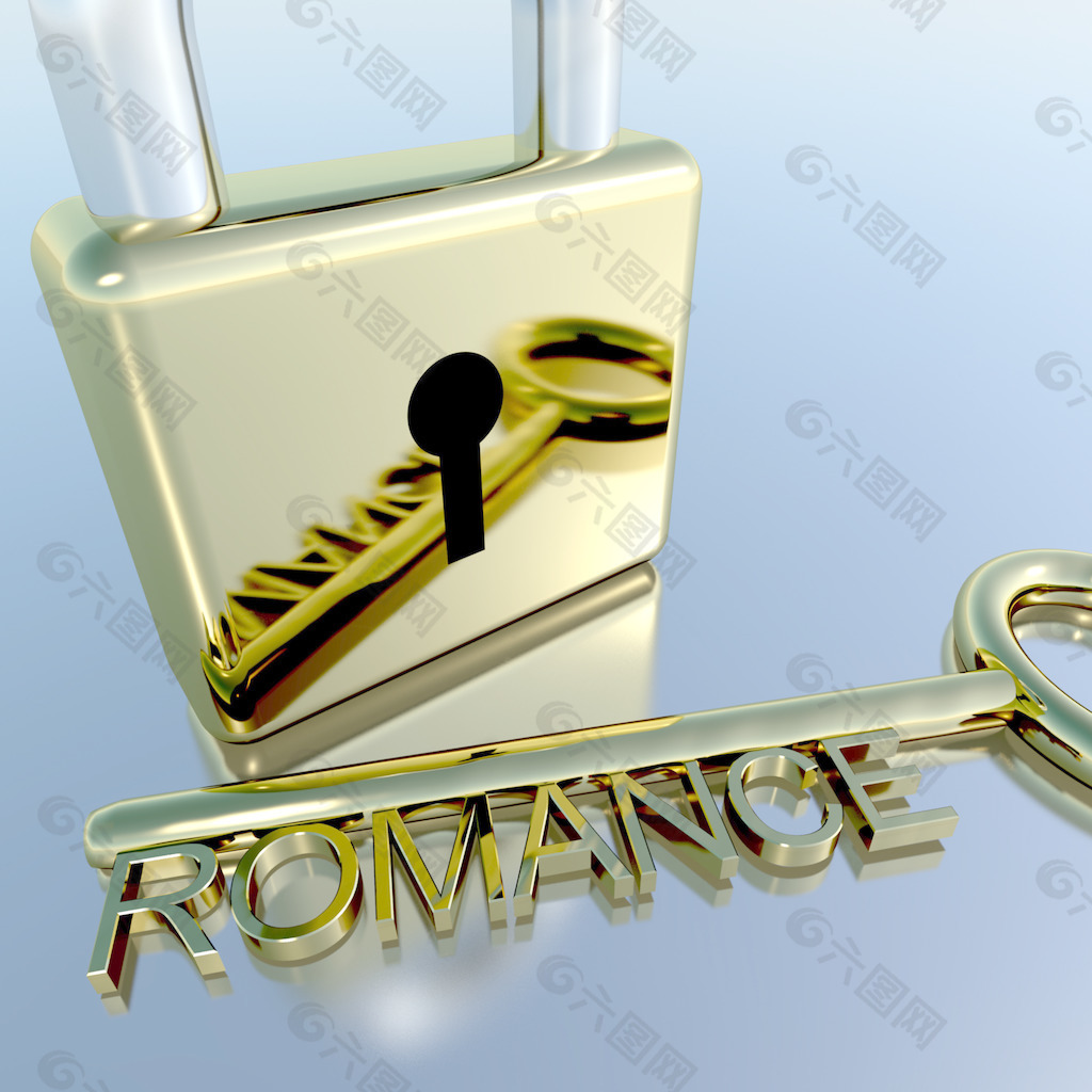 浪漫的爱情和爱人挂锁钥匙显示