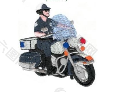 绣花 警察叔叔 交通工具 摩托车 免费素材