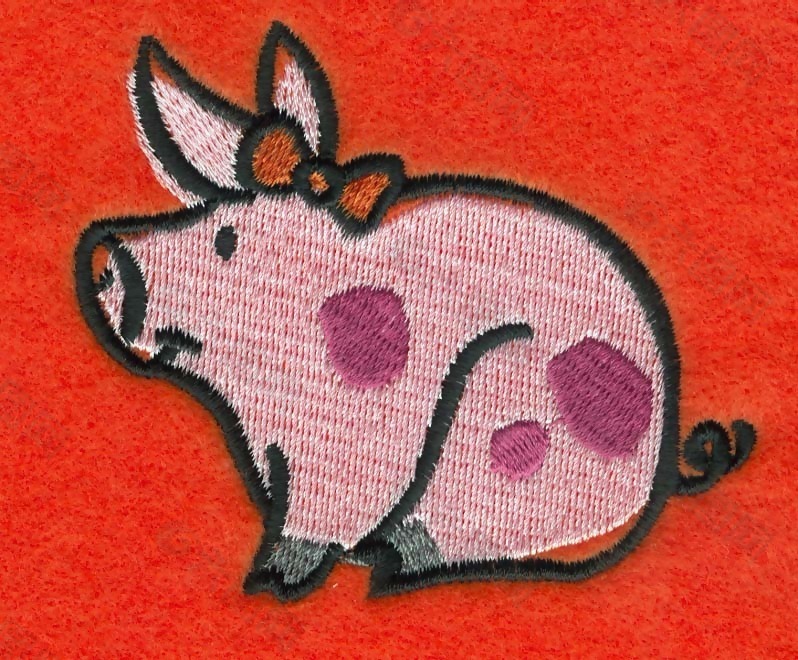 绣花 动物 猪 色彩 猪 免费素材