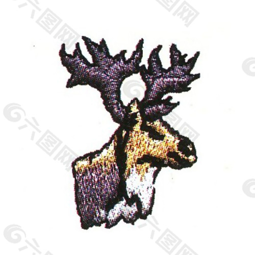 绣花 动物 鹿 色彩 彩色 免费素材