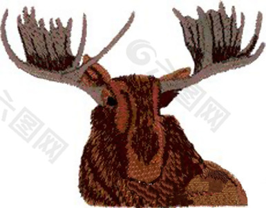 绣花 动物 鹿 色彩 棕色 免费素材