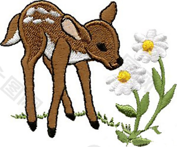 绣花 动物 鹿 色彩 棕色 免费素材