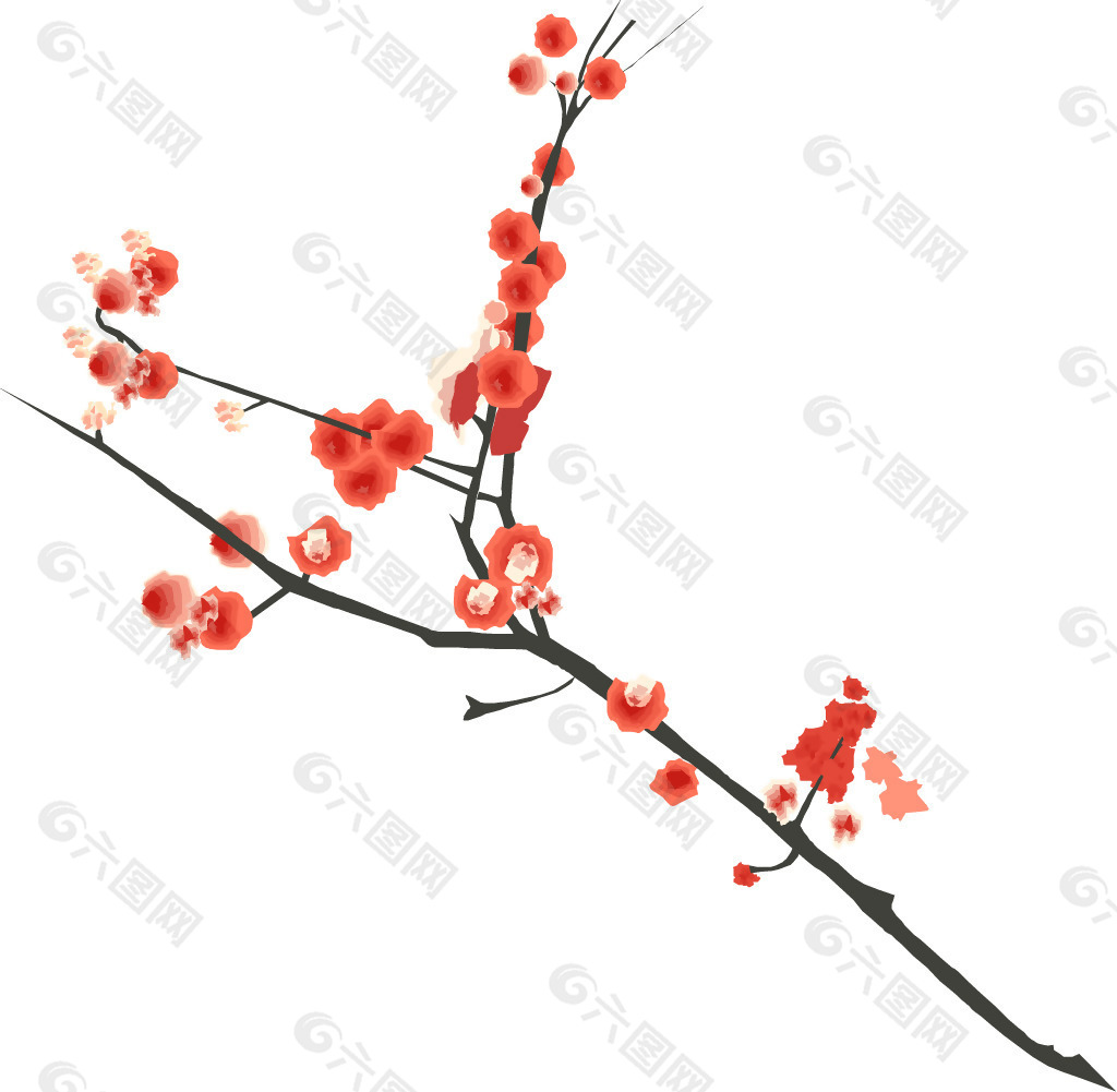 印花矢量图 优雅植物 腊梅 梅花 色彩 免费素材