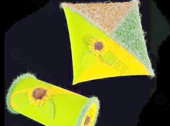 漂亮的圆形翠绿色抱枕 葵花小枕头 Pillow 93