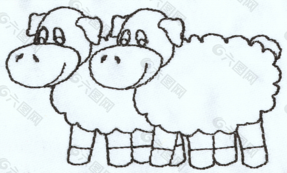 绣花 动物 绵羊 绵羊 色彩 免费素材