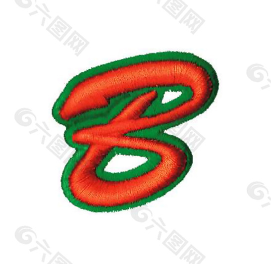 绣花 英文B 字母 橘黄色 免费素材