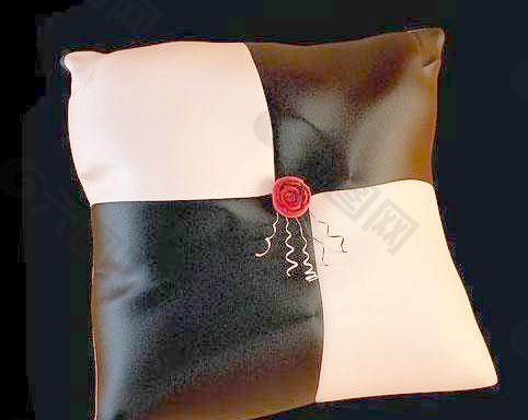 时尚黑白丝绸玫瑰抱枕 枕头Pillow 60