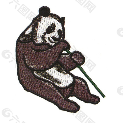 绣花 熊猫 团圆 友好大使 棕色 免费素材