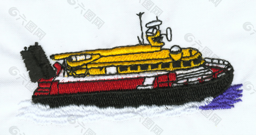 绣花 轮船 大海 海洋 航海 免费素材