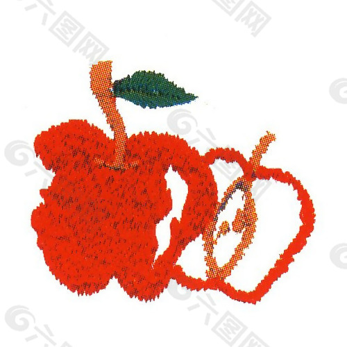 绣花 苹果 红色 美味 家纺 免费素材