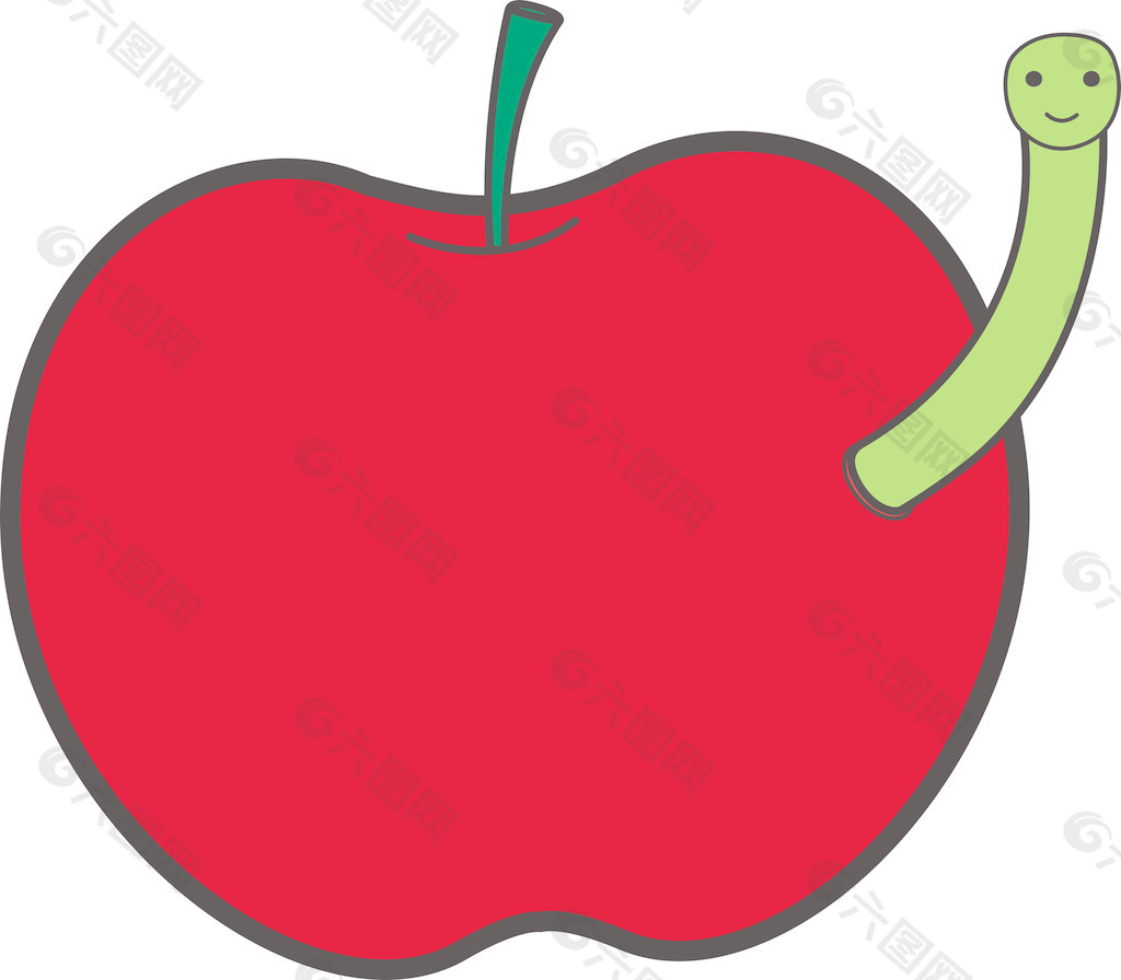 卡通蜗杆与苹果