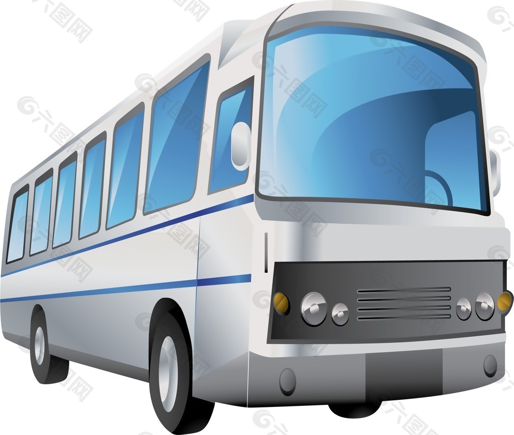 印花矢量图 交通 巴士 色彩 灰色 免费素材