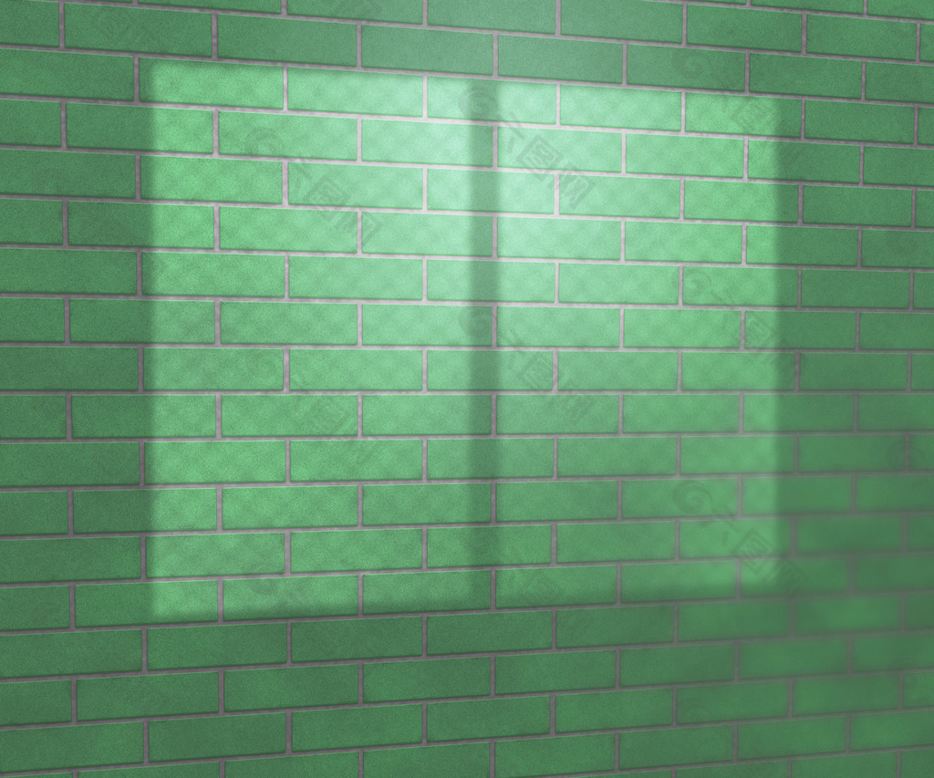 窗户光在绿色背景墙的工作室