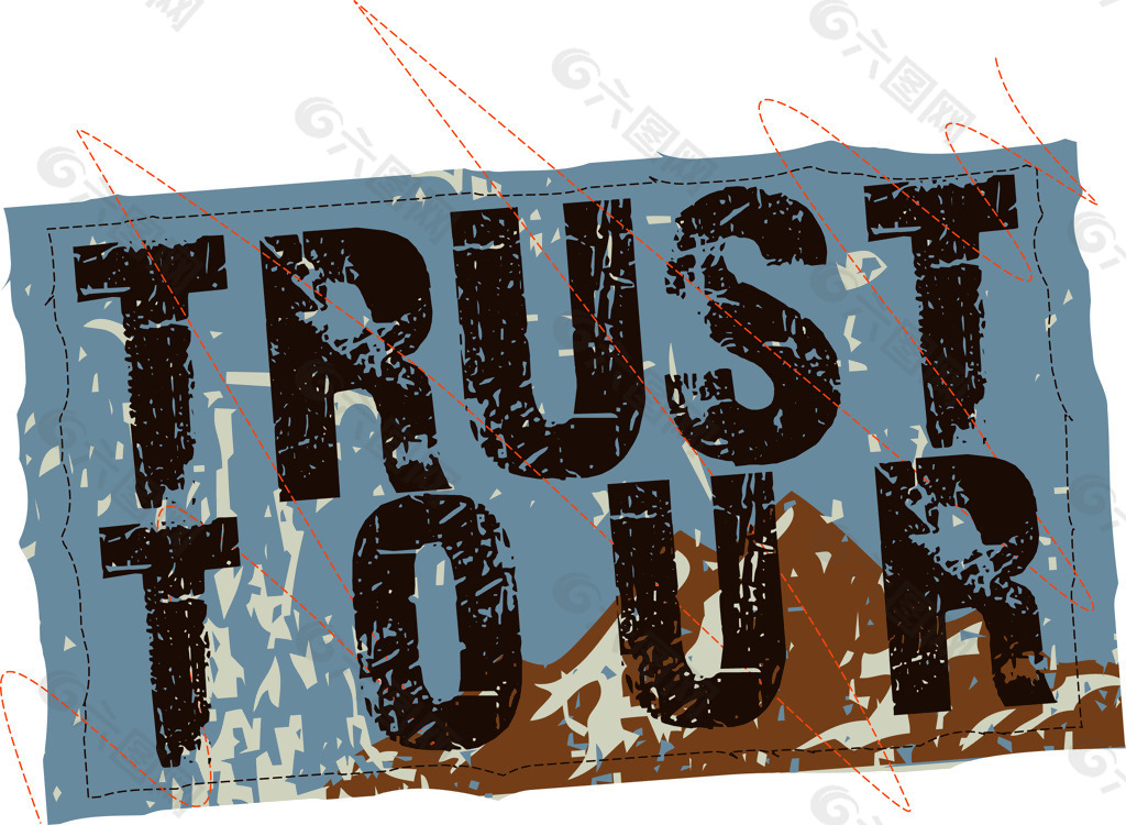 印花矢量图 文字 英文 TRUST TOUR 免费素材