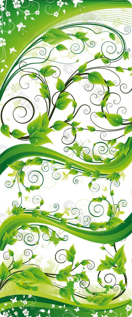 绿色植物装饰花纹花藤矢量素材