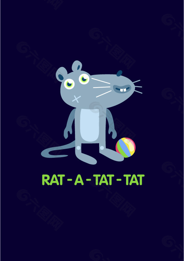 印花矢量图 卡通动物 老鼠 图文结合 rat 免费素材