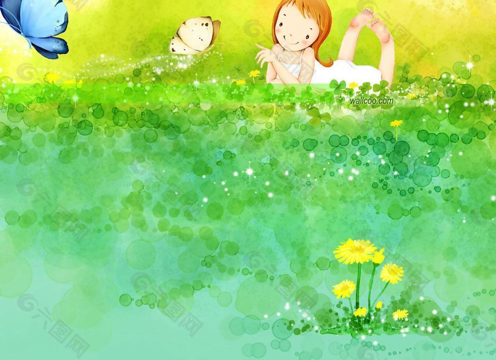位图 动物 卡通人物 少女 色彩 免费素材