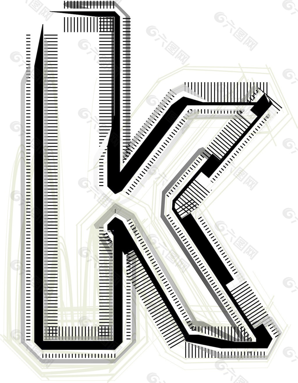 技术字体字母K