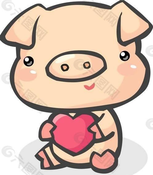 位图 卡通动物 猪 可爱卡通 色彩 免费素材