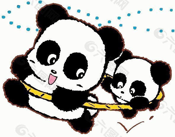 位图 卡通动物 熊猫 可爱卡通 呼啦圈 免费素材