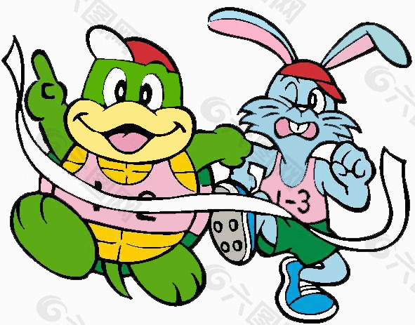 位图 卡通动物 兔子 乌龟 乌龟 免费素材