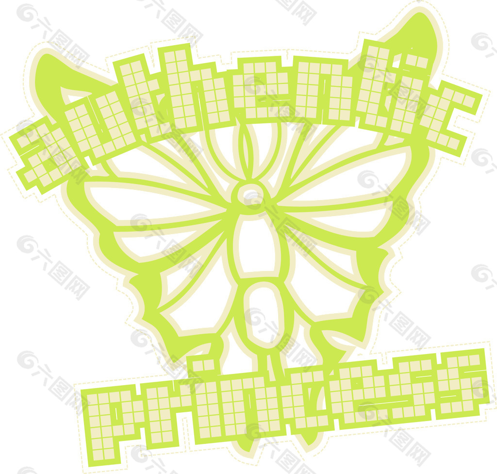 印花矢量图 动物 蝴蝶 文字 英文 免费素材