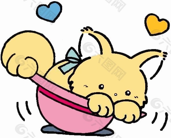 位图 卡通动物 猫 可爱卡通 色彩 免费素材