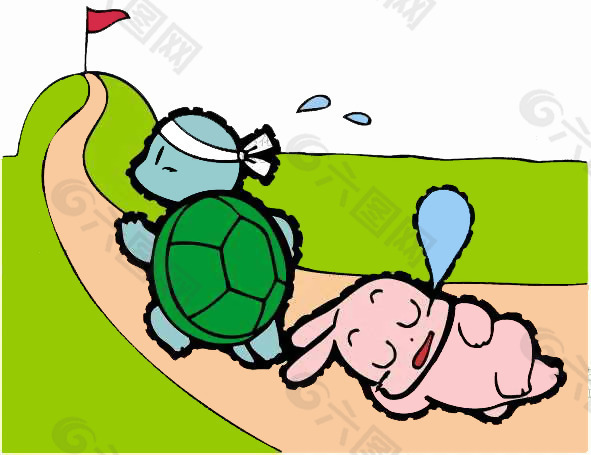 位图 卡通动物 乌龟 乌龟 兔子 免费素材