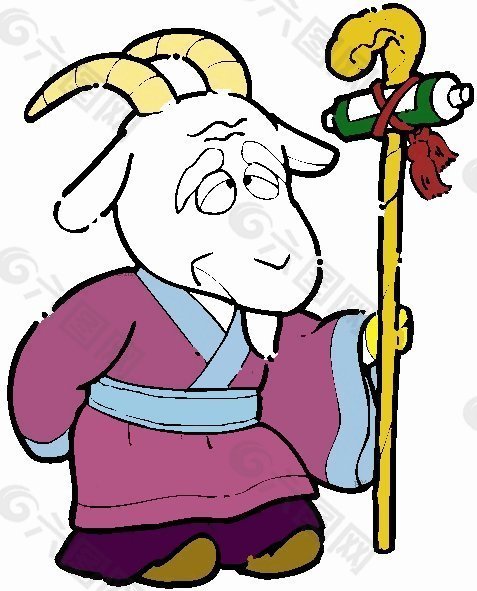 位图 卡通动物 山羊 可爱卡通 色彩 免费素材