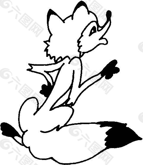 位图 可爱卡通 剪影 狐狸 色彩 免费素材