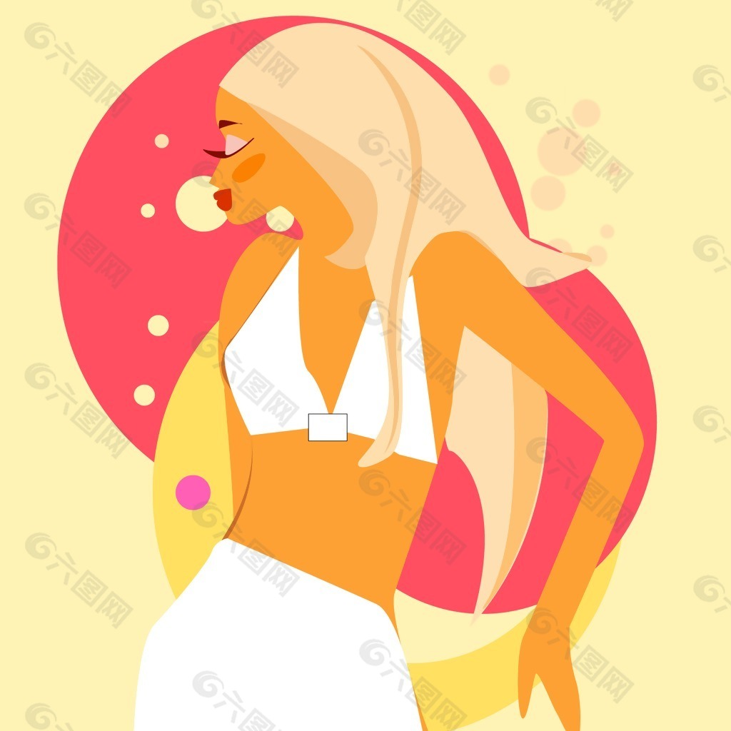 印花矢量图 人物 女人 CG插画 色彩 免费素材