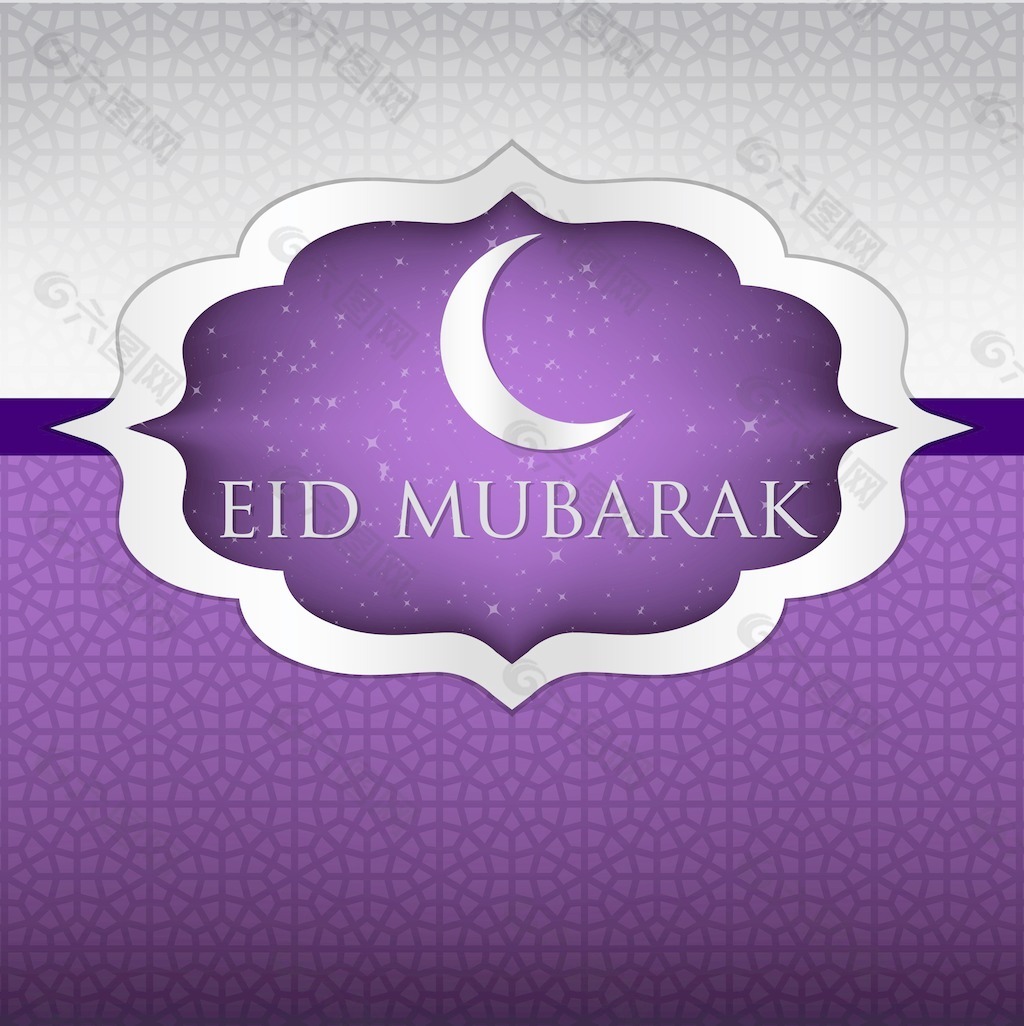 新月开斋节（Eid穆巴拉克祝福）矢量格式的卡