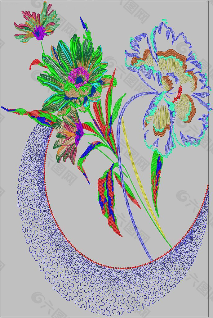 绣花 植物 花 色彩 五彩斑斓 免费素材
