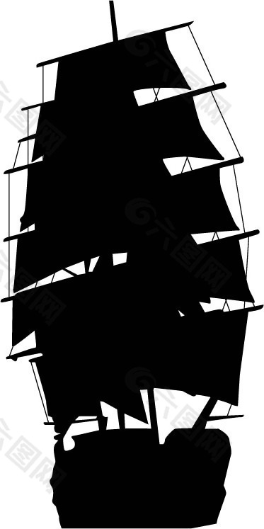 印花矢量图 交通 帆船 色彩 黑色 免费素材