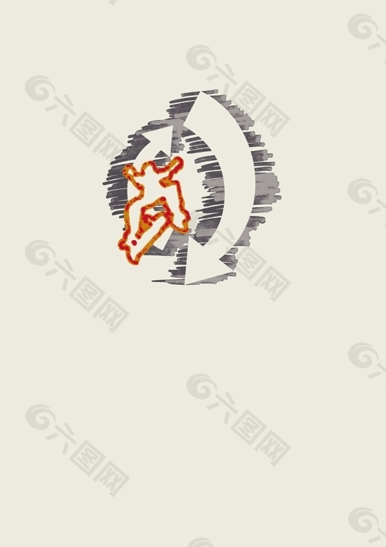 位图 青年 灰色 橙色 箭头 免费素材