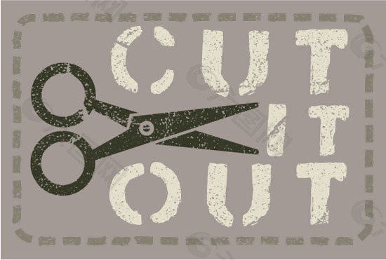 位图 英文 cut it out 免费素材