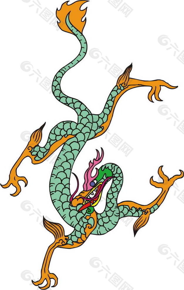 印花矢量图 T恤图案 抽象 龙 免费素材