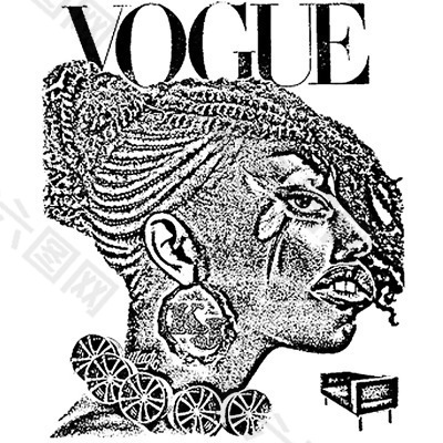 位图 女人 英文 vogue 黑白色 免费素材