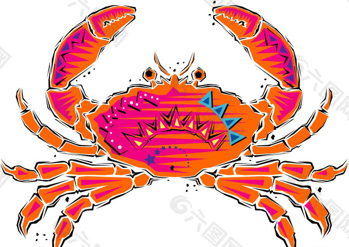 位图 动物 螃蟹 色彩 红色 免费素材