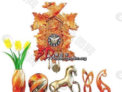 小装饰品 鲜花 花瓶 艺术品 座钟 decorative 048