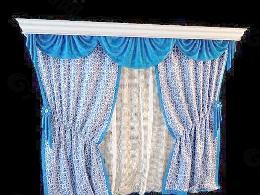 高精细蓝色花纹成品窗帘 curtain 04