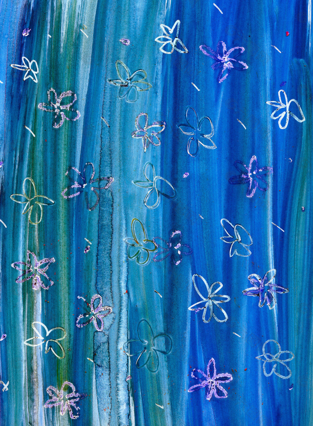 蓝色花朵刷痕背景