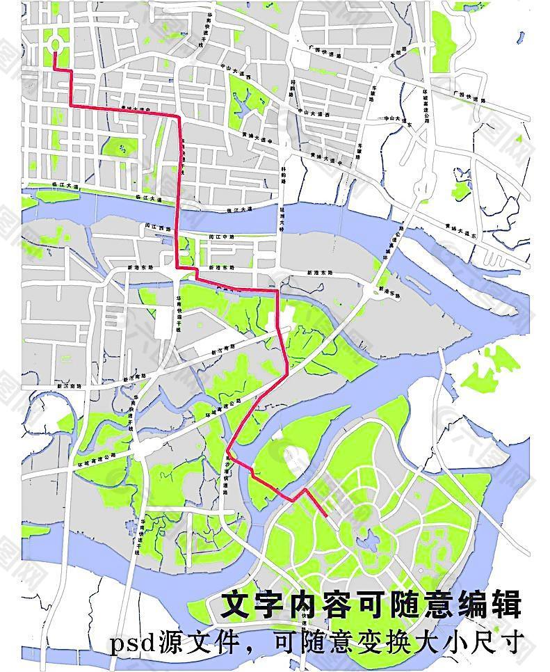 广州大学城地图psd图片