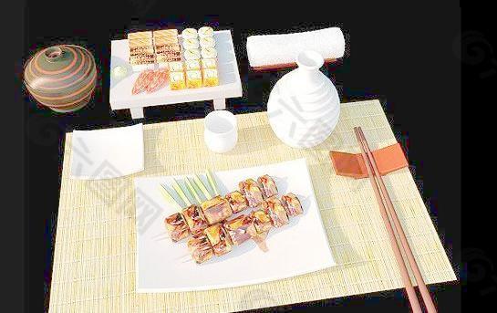 日式餐具一套 方盘 筷子 壶 02