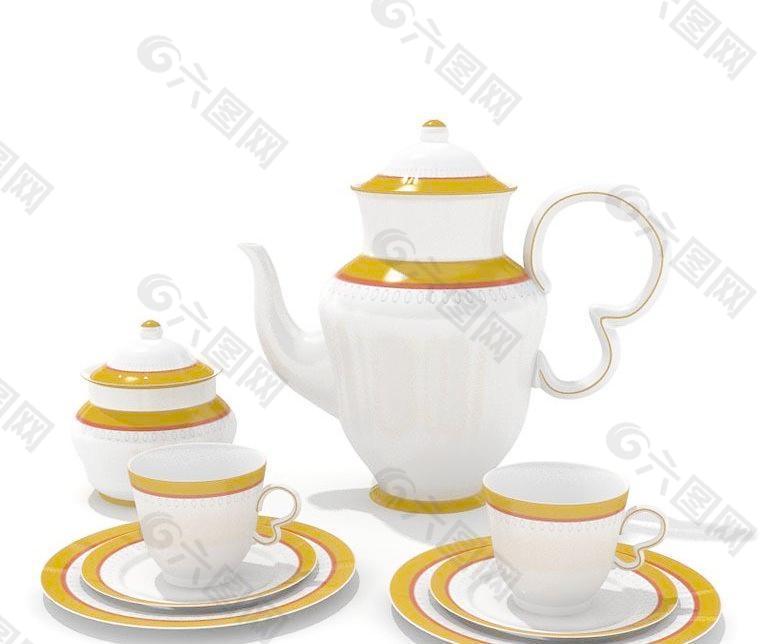陶瓷碟子 陶瓷碗 茶壶 杯子 碟子055(带贴图)