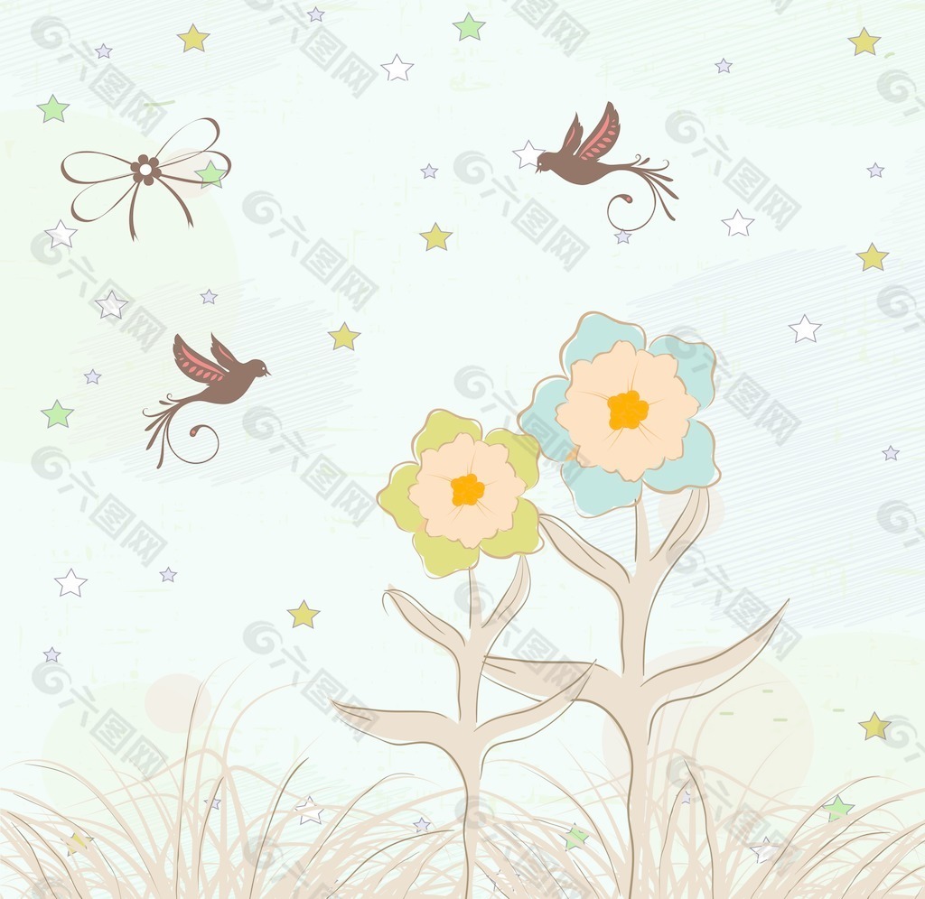 花卉背景矢量插画