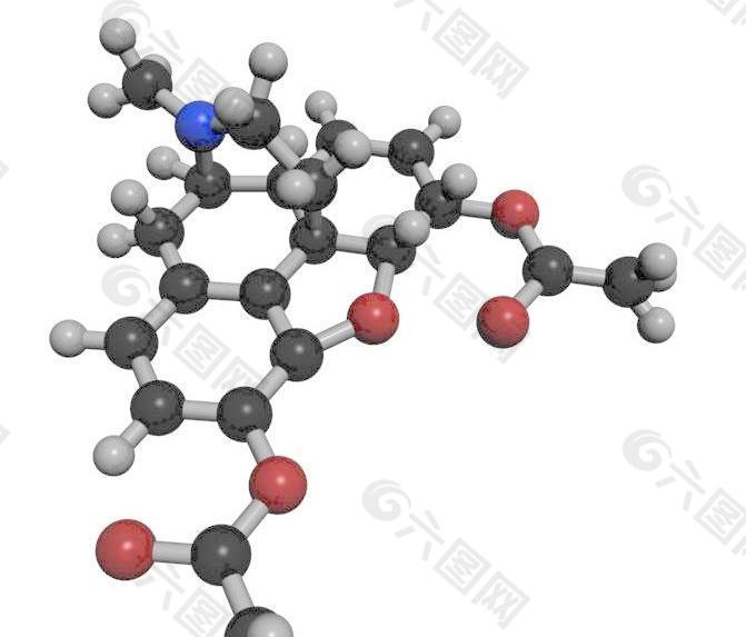 Heroin Molecule Structure 海洛因分子结构