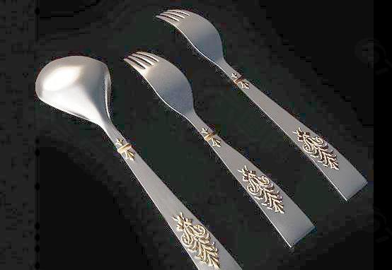 钢制一个勺子和两个叉子